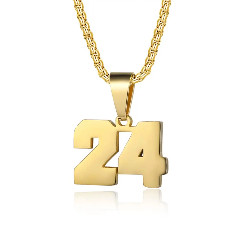 Susook Number Necklaces 18K Gold Plated Stainless Steel Pendant | Personalized Initial & Number Jewelry for Men Women - main product image