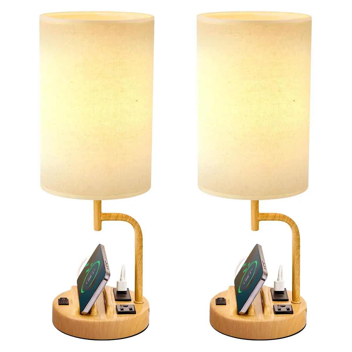 Dreamholder Table Lamp with 3 USB Ports & AC Outlet | Modern Nightstand Lamp for Bedroom & Office - main product image