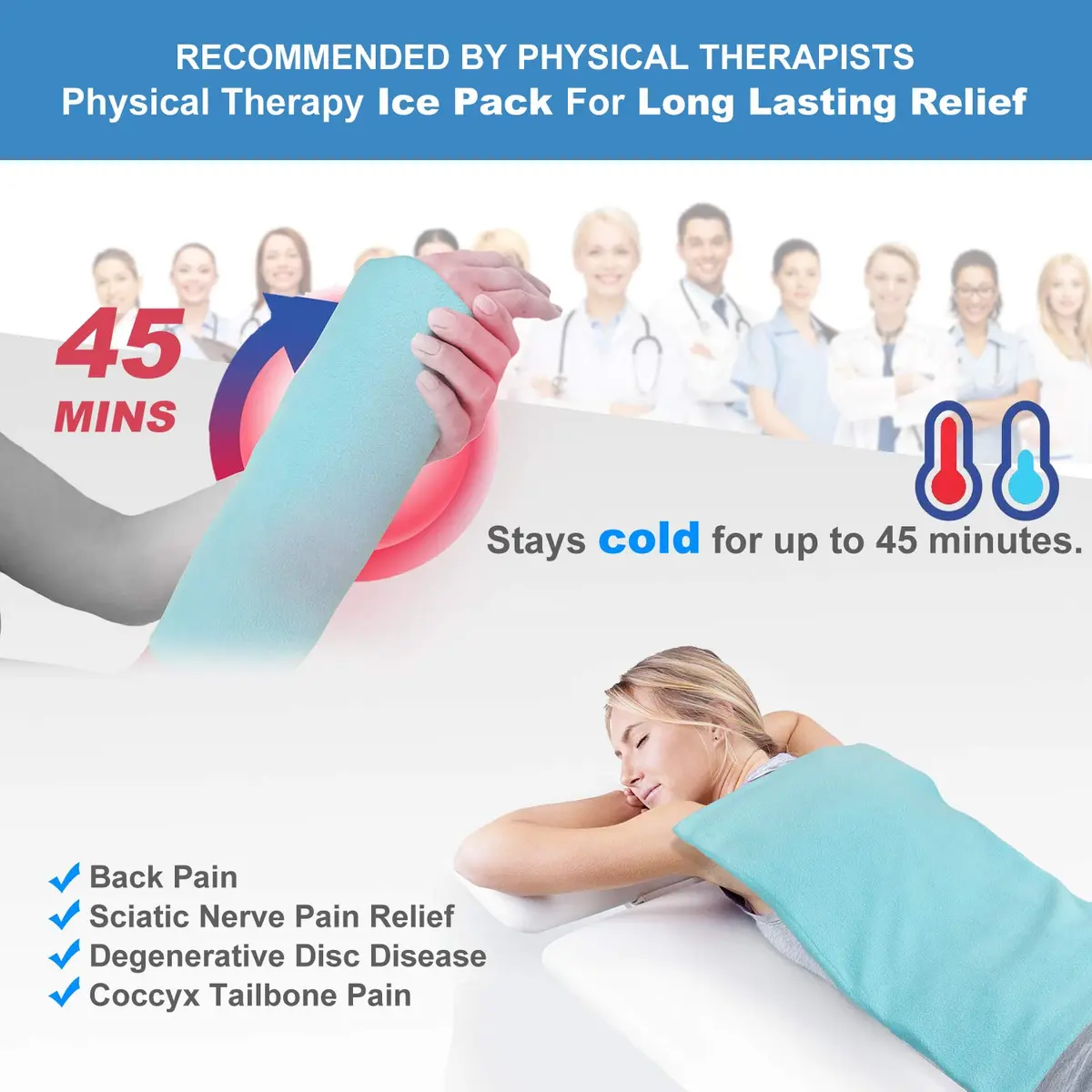 Tutmyrea Gel Soft Flexible Ice Packs for Injuries | Extra Large 12x21 Inch Cold Pack for Back & Body Relief - view 2
