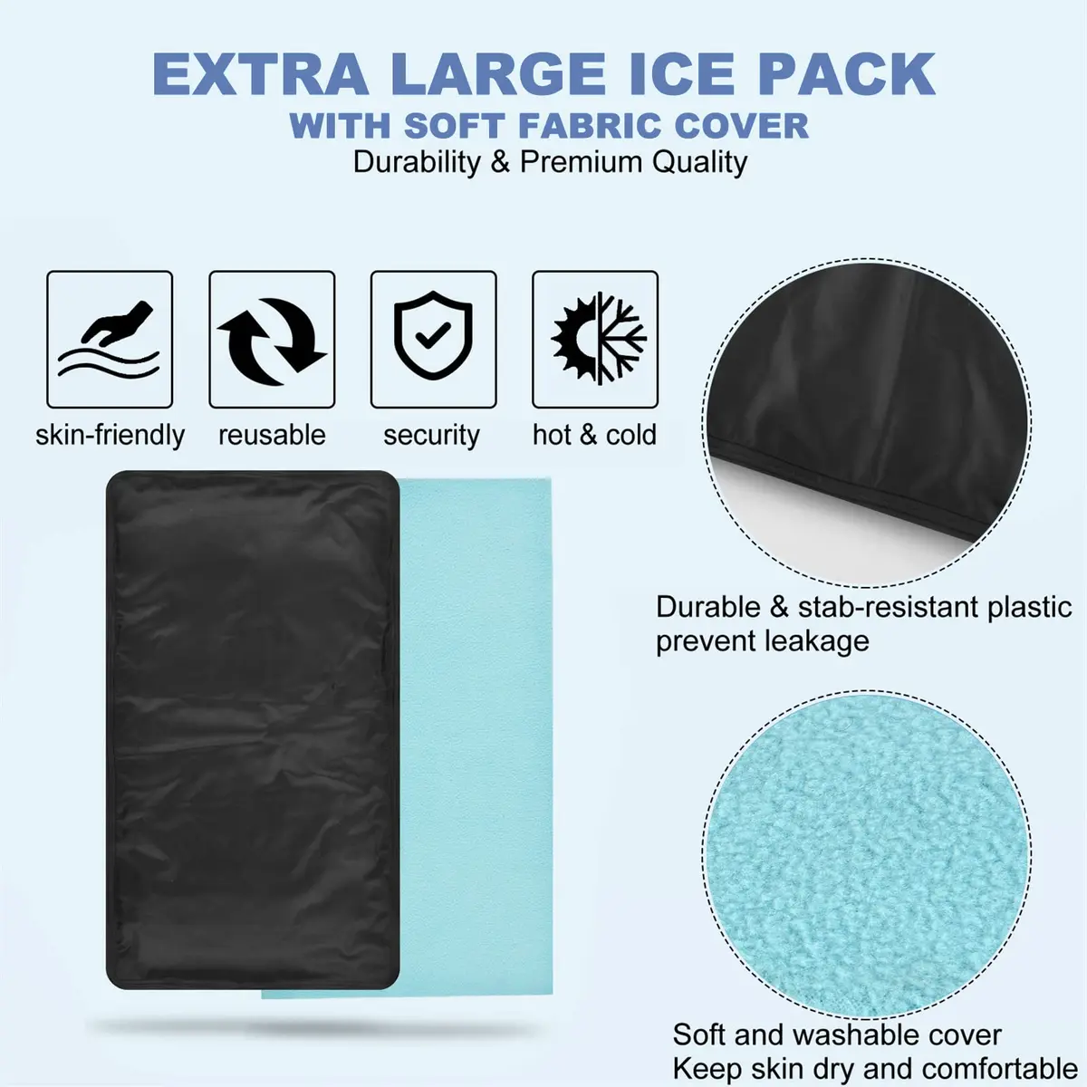 Tutmyrea Gel Soft Flexible Ice Packs for Injuries | Extra Large 12x21 Inch Cold Pack for Back & Body Relief - view 3