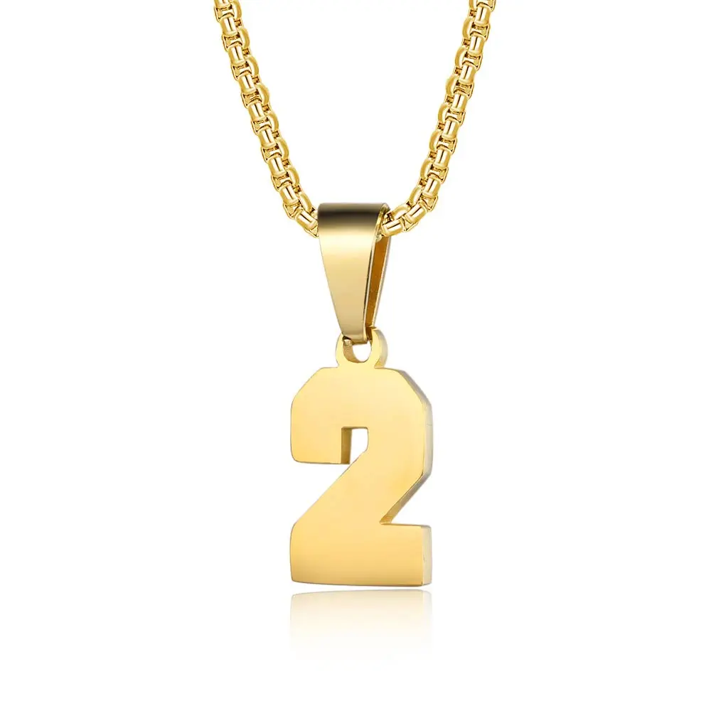 Susook Number Necklaces 18K Gold Plated Stainless Steel Pendant | Personalized Initial & Number Jewelry (2) - main product image