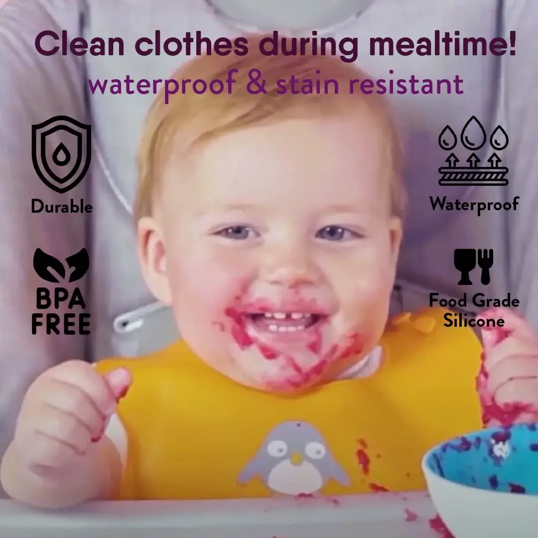 NatureBond Waterproof Baby Bibs Set of 2 with Pouch | Cotton Candy Pink & Macaron Lavender, 2-Pack - view 5