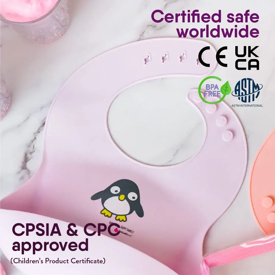 NatureBond Waterproof Baby Bibs Set of 2 with Pouch | Cotton Candy Pink & Macaron Lavender, 2-Pack - view 2