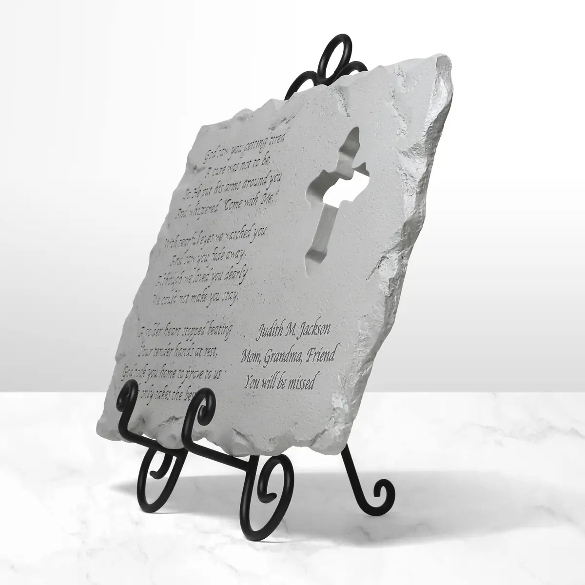 Let's Make Memories Personalized Cross Memorial Stone | Custom Grave Marker for Indoors & Outdoors - view 6