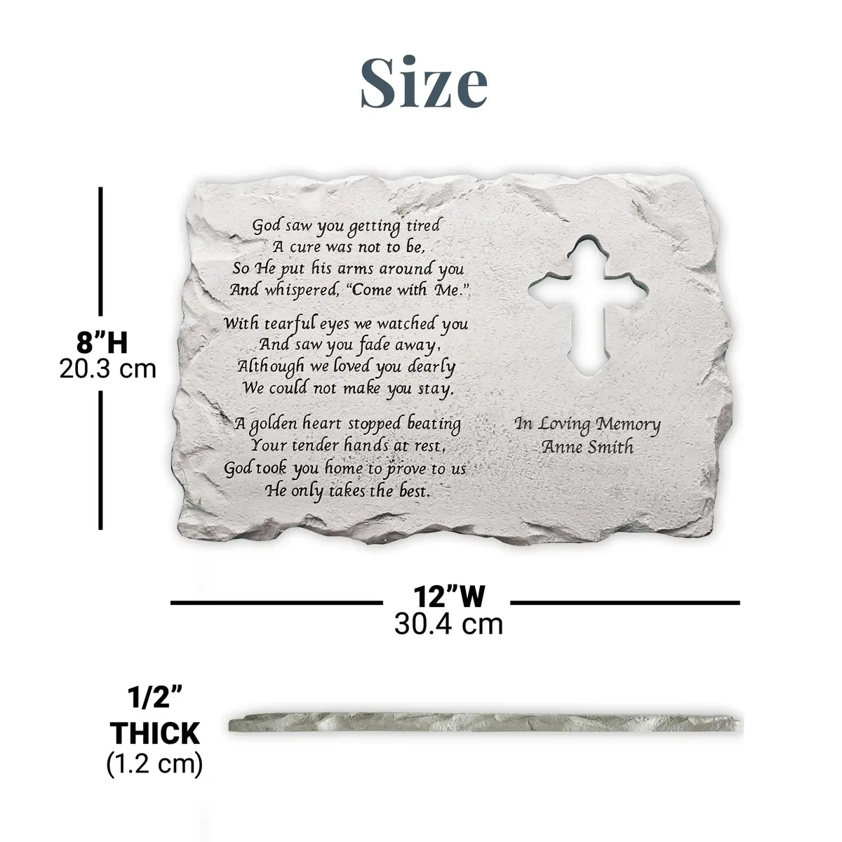 Let's Make Memories Personalized Cross Memorial Stone | Custom Grave Marker for Indoors & Outdoors - view 8