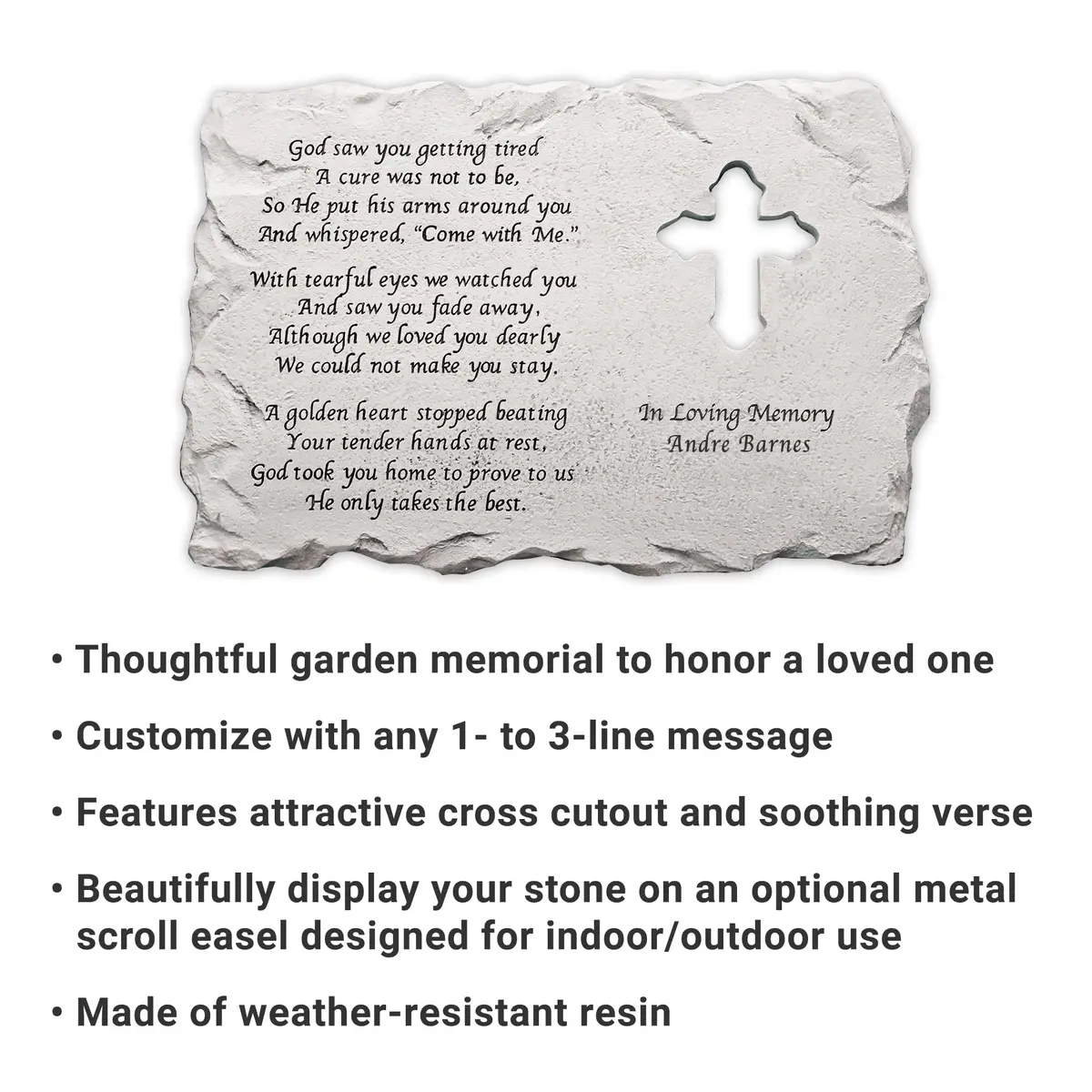 Let's Make Memories Personalized Cross Memorial Stone | Custom Grave Marker for Indoors & Outdoors - view 4
