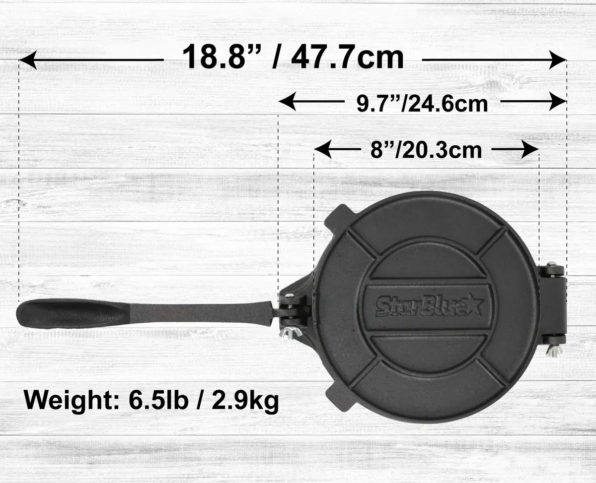StarBlue 8 Inch Cast Iron Tortilla Press | Heavy Duty Roti Maker Tool - view 3