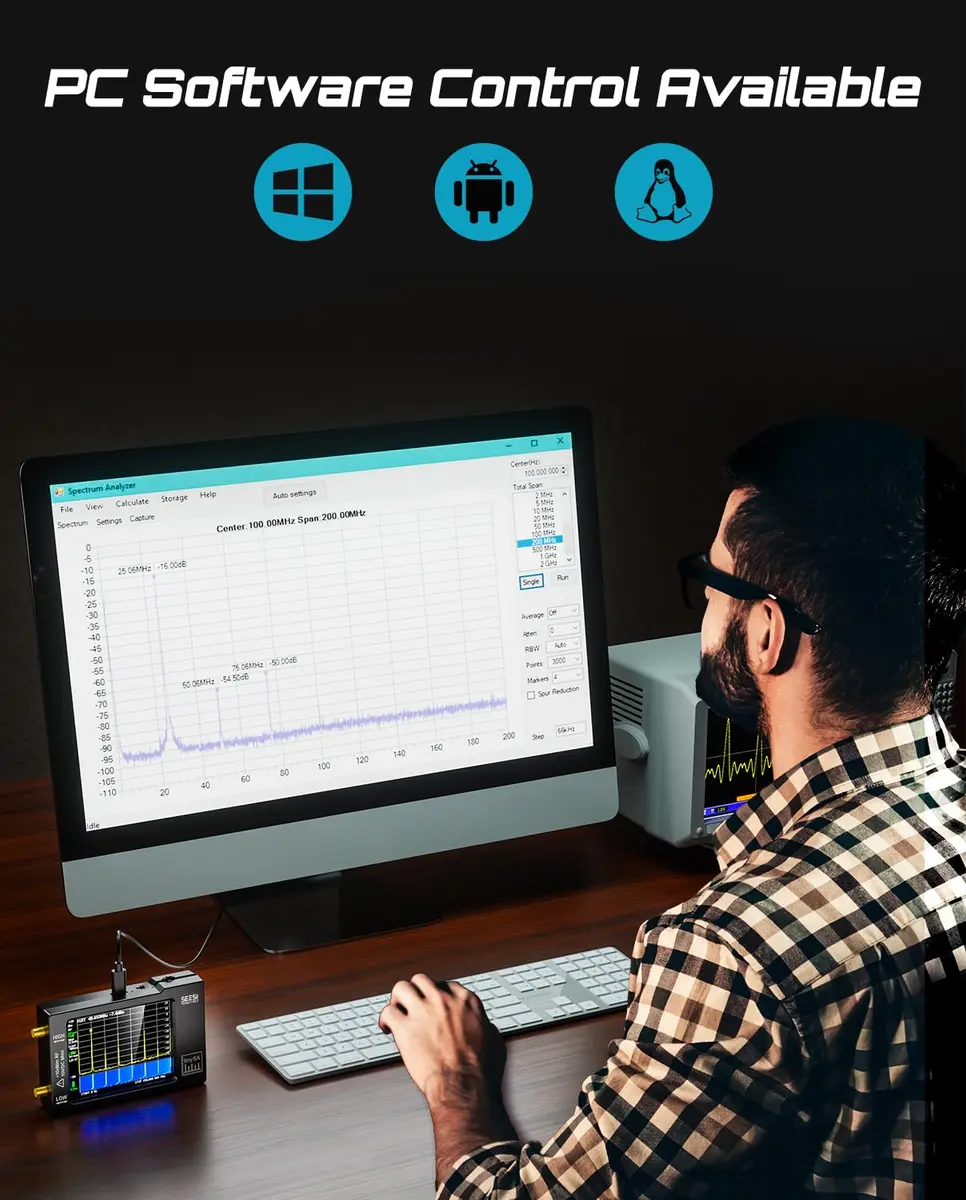 Seesii TinySA Spectrum Analyzer 0.1-960MHz | Portable RF Measurement & Signal Generator - view 5