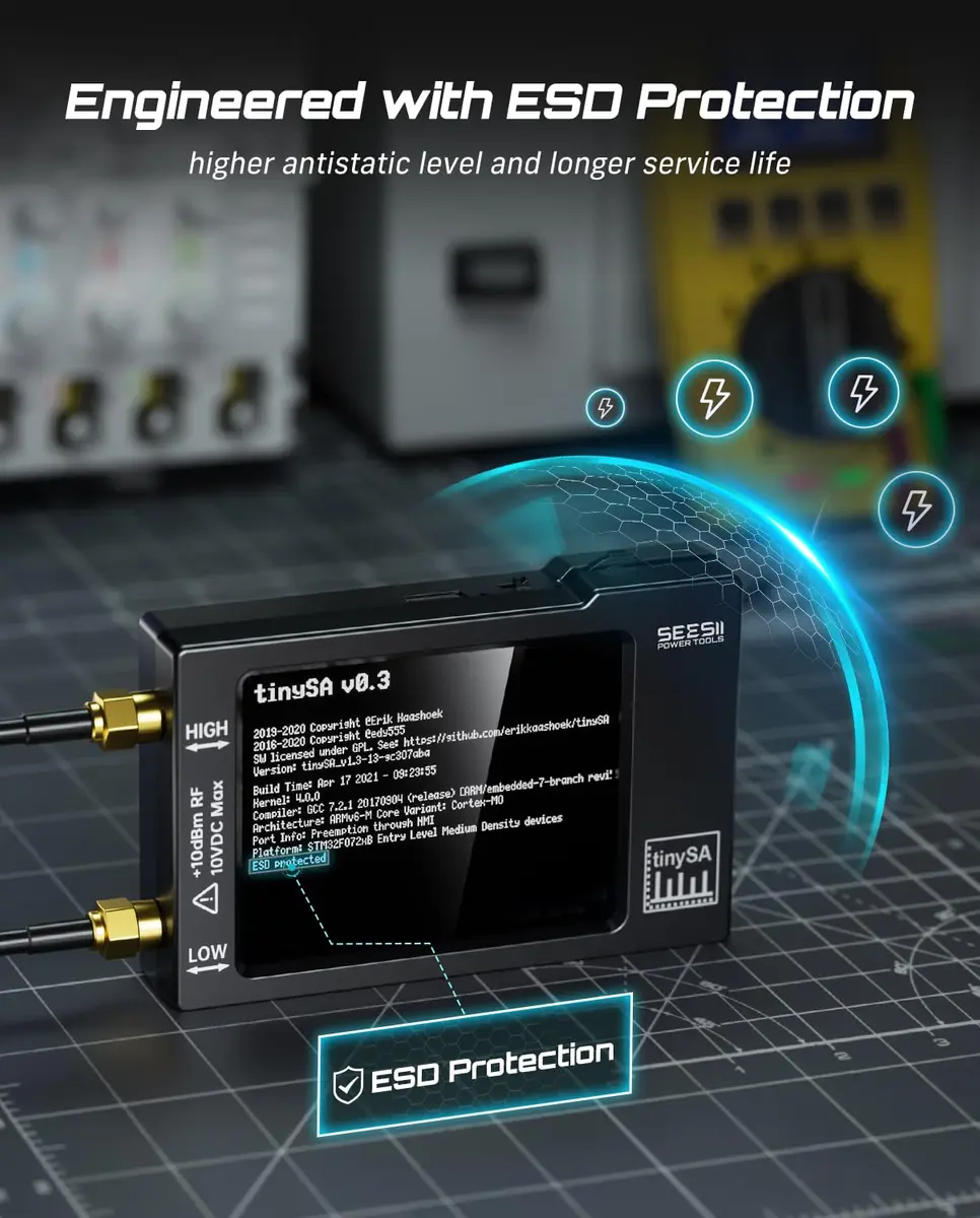 Seesii TinySA Spectrum Analyzer 0.1-960MHz | Portable RF Measurement & Signal Generator - view 6
