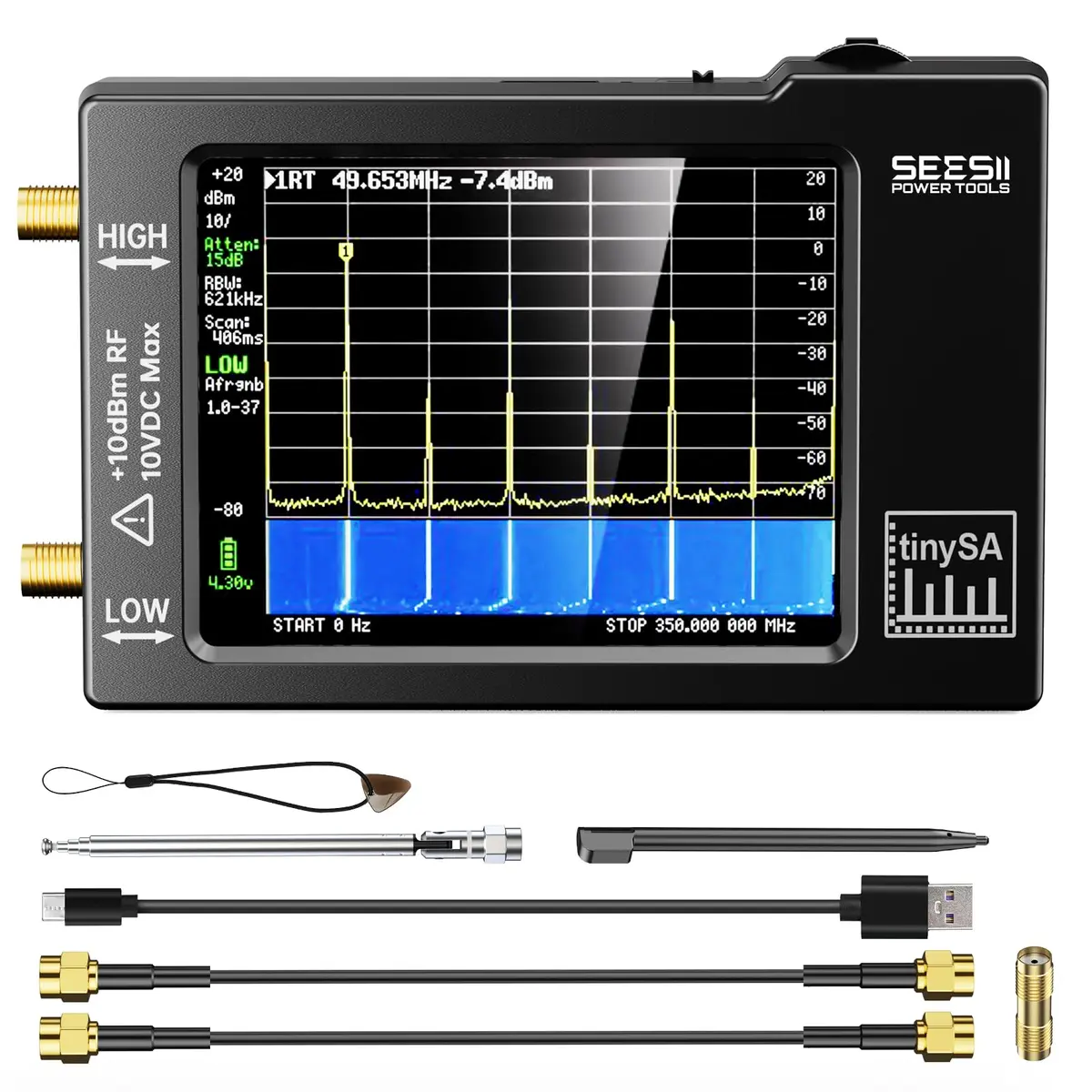 Seesii TinySA Spectrum Analyzer 0.1-960MHz | Portable RF Measurement & Signal Generator - main product image