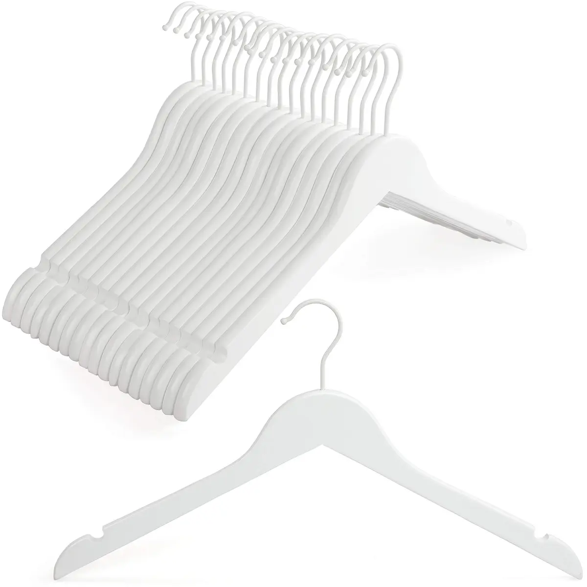 TOPIA HANGER Wooden Hangers 18 Pack | Premium Bride Hanger for Wedding Dress, White Wood Suit Coat Hanger with 360°Swivel White Hook - main product image