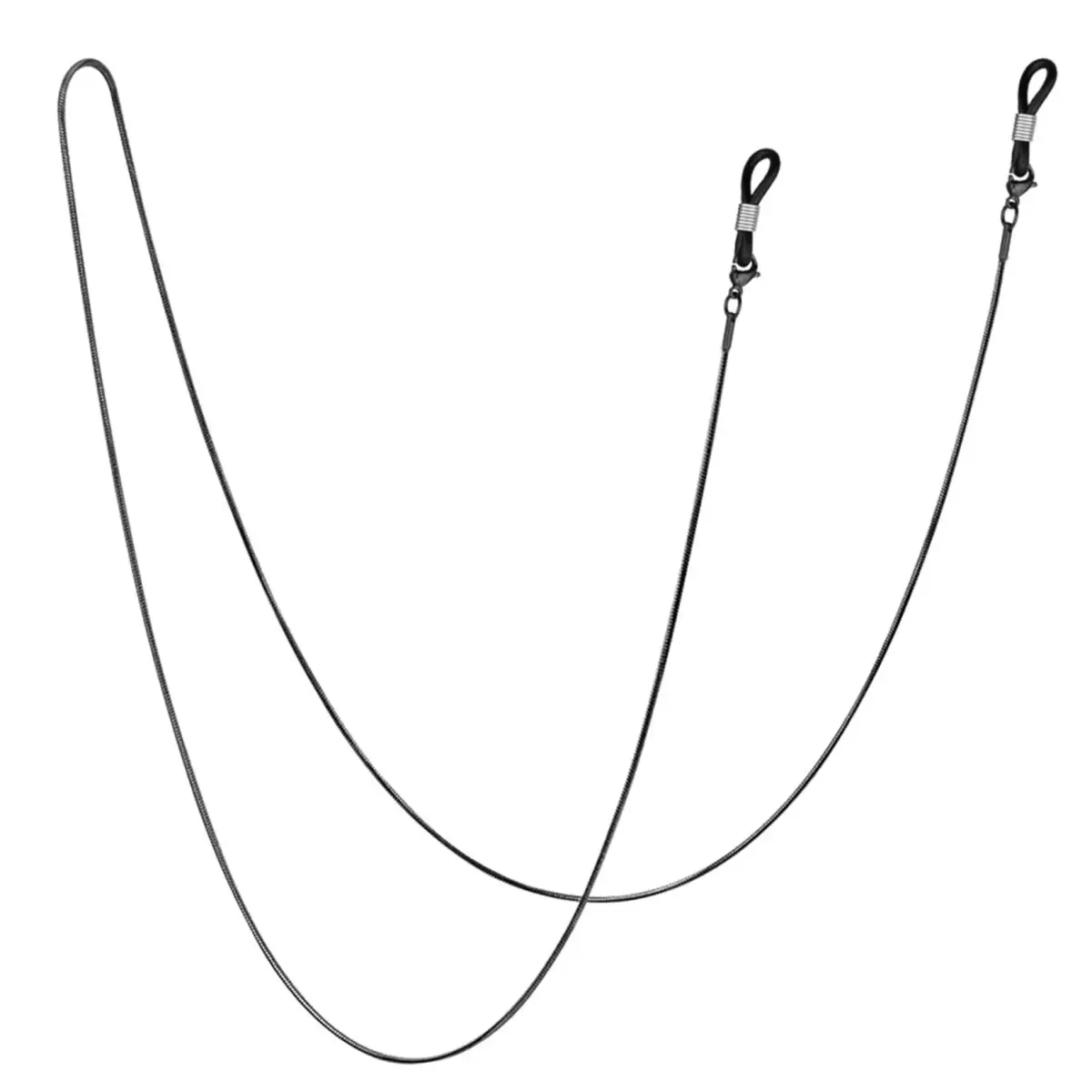 Jmkcoz Black Eyeglass Chain Necklace | 80cm (31.5 inch) Stainless Steel & Rubber - main product image