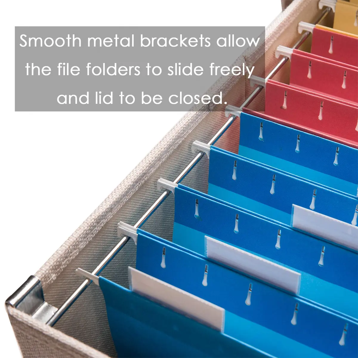 PRANDOM File Organizer Box with Lid, Collapsible Decorative Linen Filing Storage for Letter/Legal Size, 17x14x11.2 inch Light Grey | Organizes Documents for Office & Home - view 4