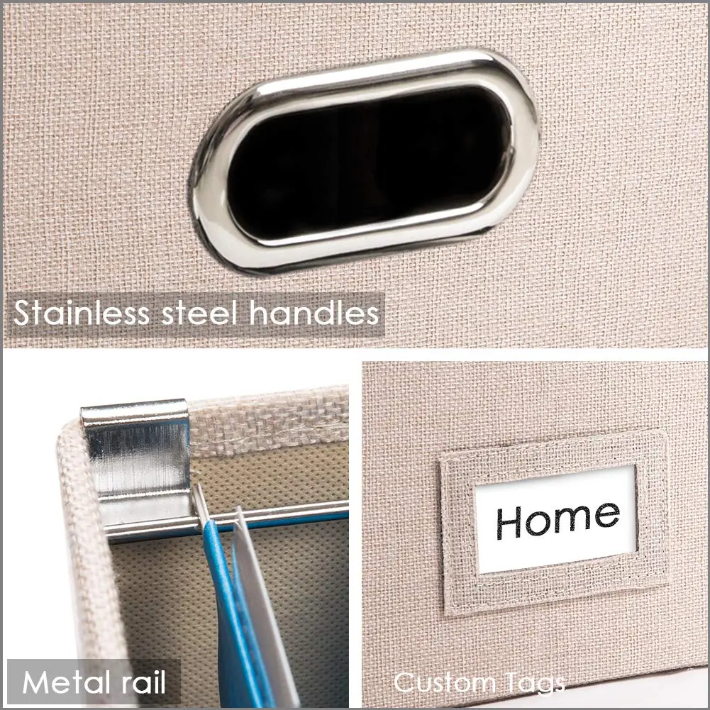 PRANDOM File Organizer Box with Lid, Collapsible Decorative Linen Filing Storage for Letter/Legal Size, 17x14x11.2 inch Light Grey | Organizes Documents for Office & Home - view 6