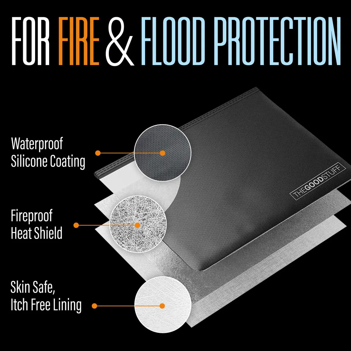 The Good Stuff Fireproof Document Pouch 25cm x 36cm (10"x13") | Protects Cash, Passports, Documents from Fire & Water - view 4