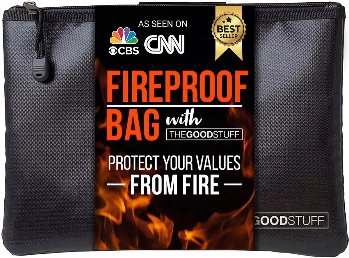 The Good Stuff Fireproof Document Pouch 25cm x 36cm (10"x13") | Protects Cash, Passports, Documents from Fire & Water - main product image