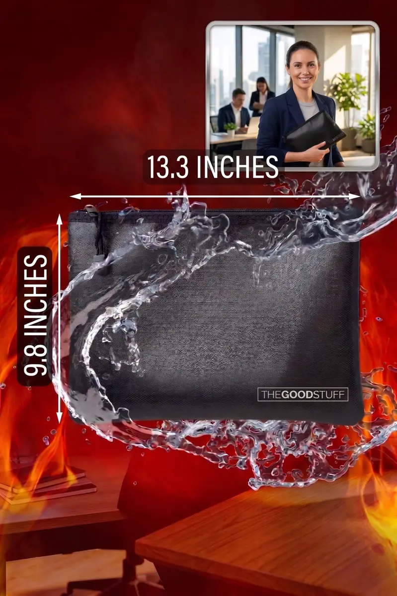 The Good Stuff Fireproof Document Pouch 25cm x 36cm (10"x13") | Protects Cash, Passports, Documents from Fire & Water - view 2
