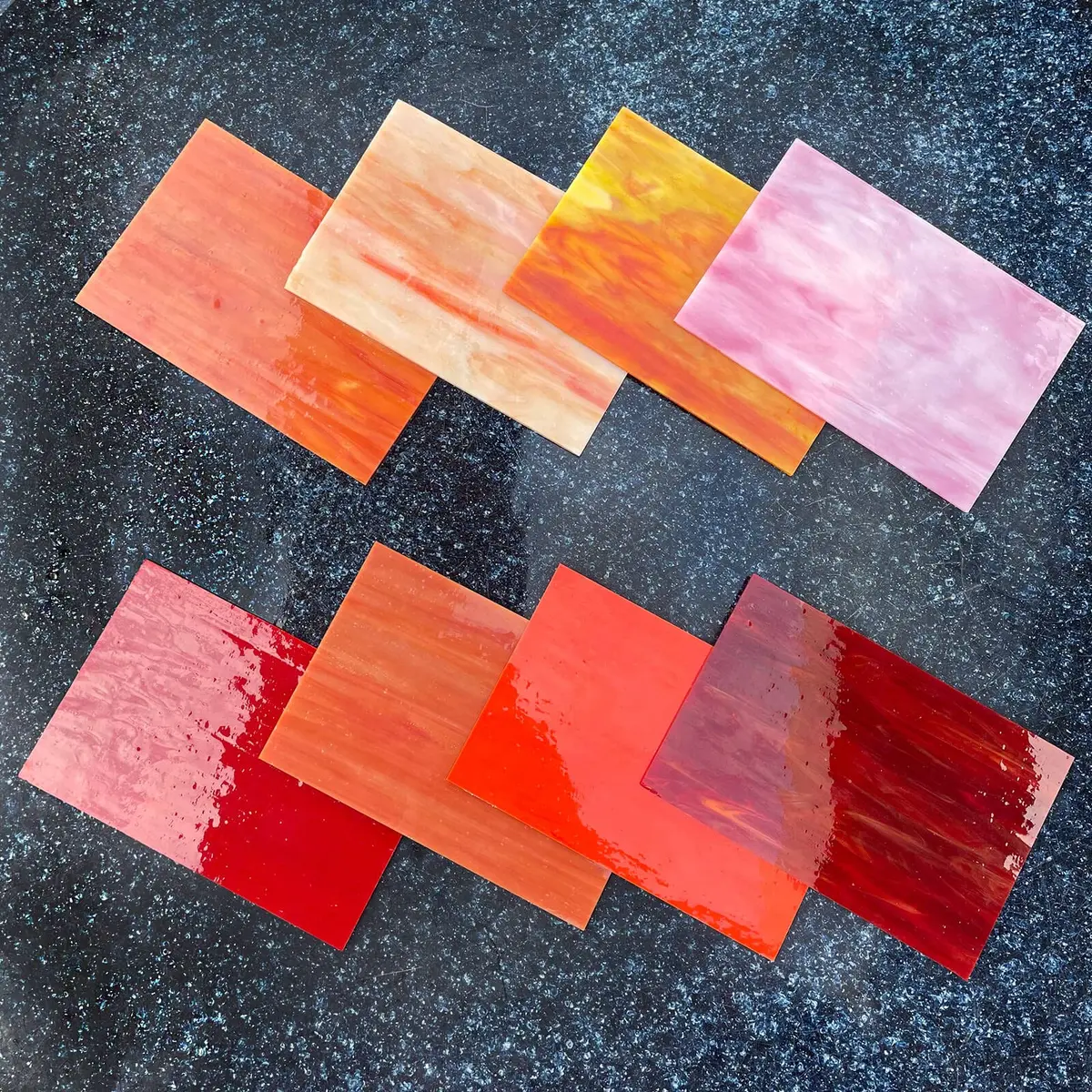LITMIND Red Stained Glass Sheets Variety Pack 10.16cm x 15.24cm (4 x 6 inches) | 8 Sheets for Mosaic Art Projects - view 5