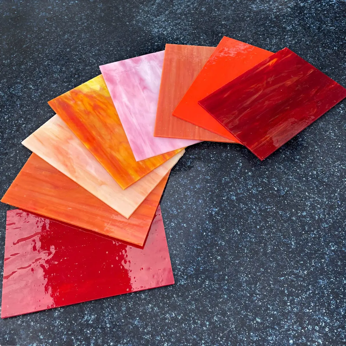 LITMIND Red Stained Glass Sheets Variety Pack 10.16cm x 15.24cm (4 x 6 inches) | 8 Sheets for Mosaic Art Projects - view 6
