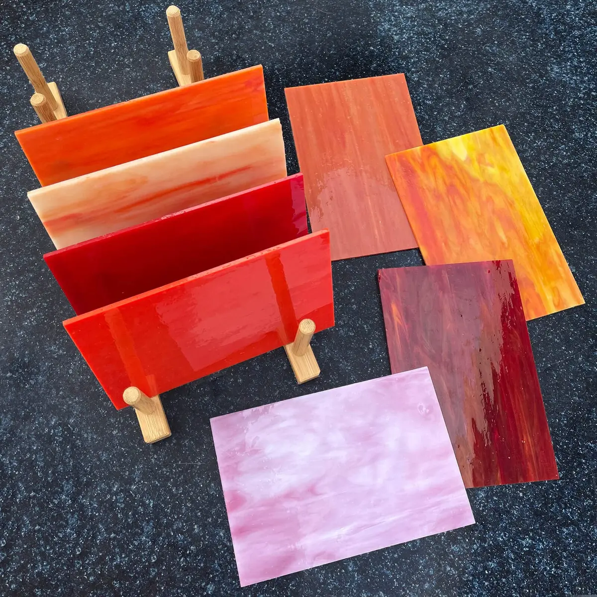 LITMIND Red Stained Glass Sheets Variety Pack 10.16cm x 15.24cm (4 x 6 inches) | 8 Sheets for Mosaic Art Projects - view 4