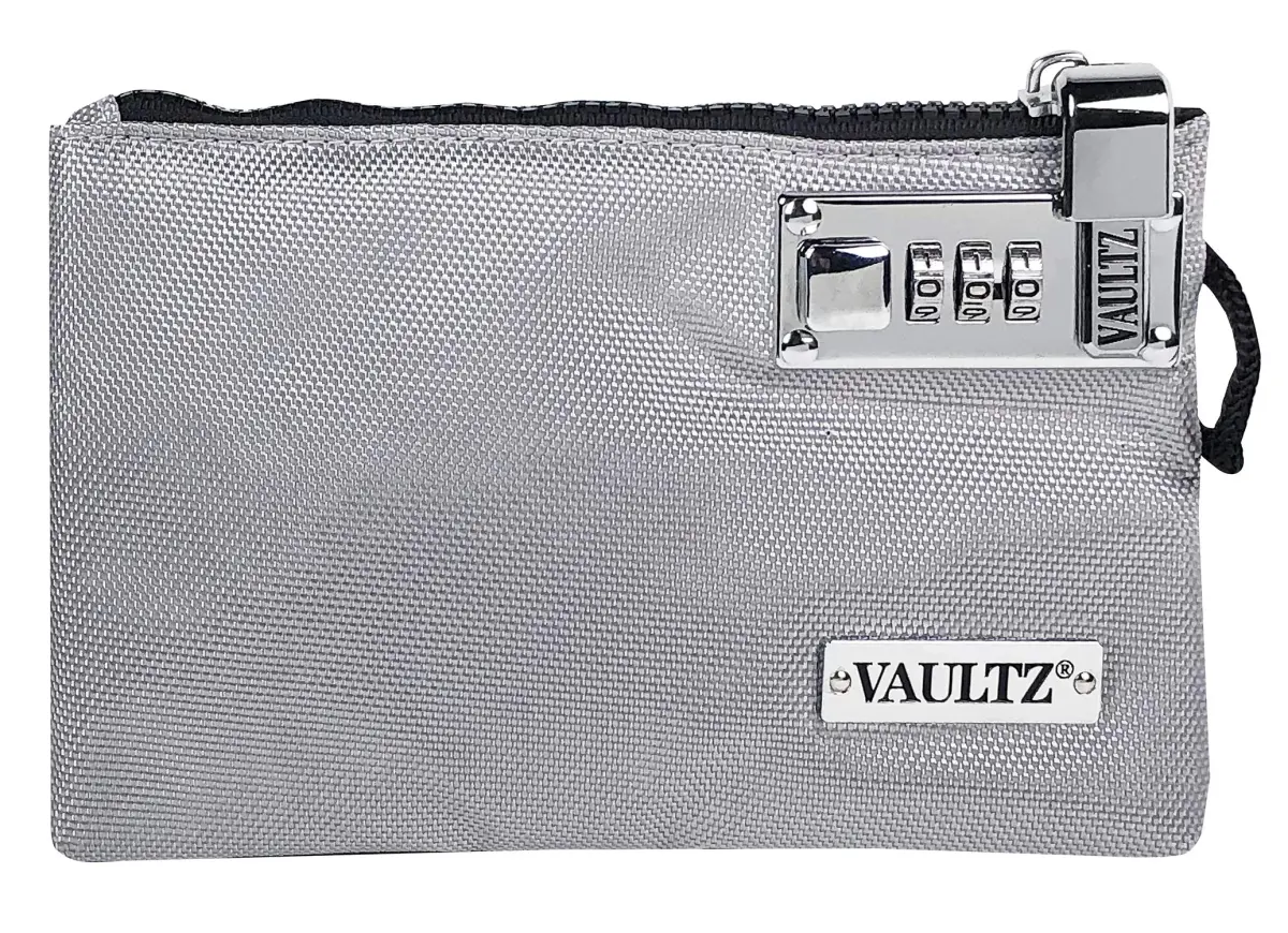 Vaultz Gray Locking Accessories Pouch, 5x8 Inches - Secure Zippered Storage with Patented Lock - main product image
