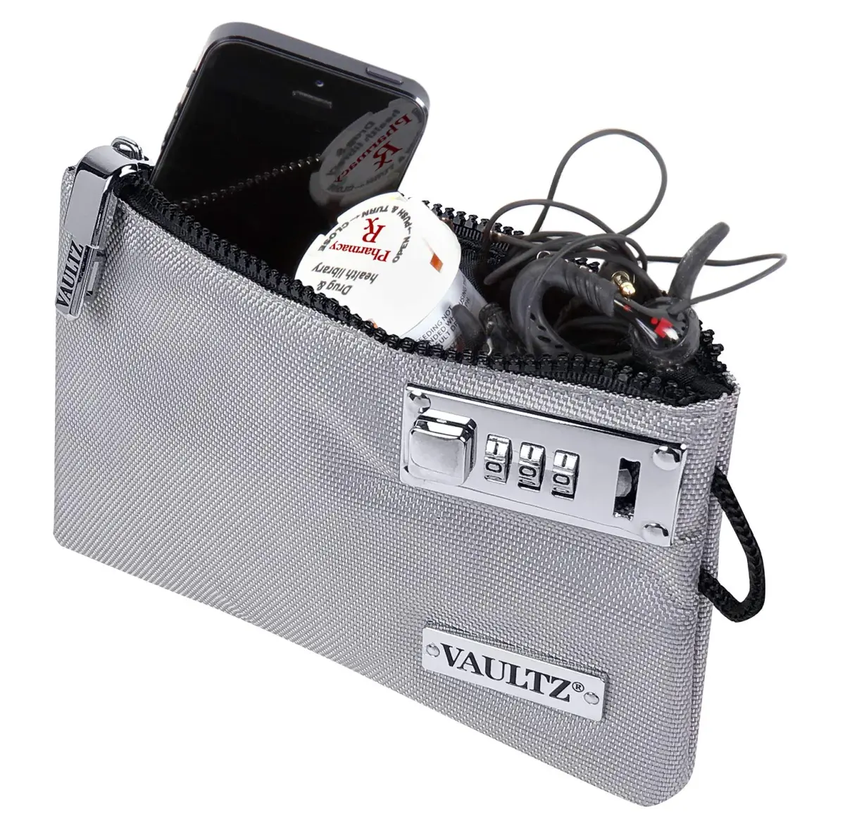 Vaultz Gray Locking Accessories Pouch, 5x8 Inches - Secure Zippered Storage with Patented Lock - view 2