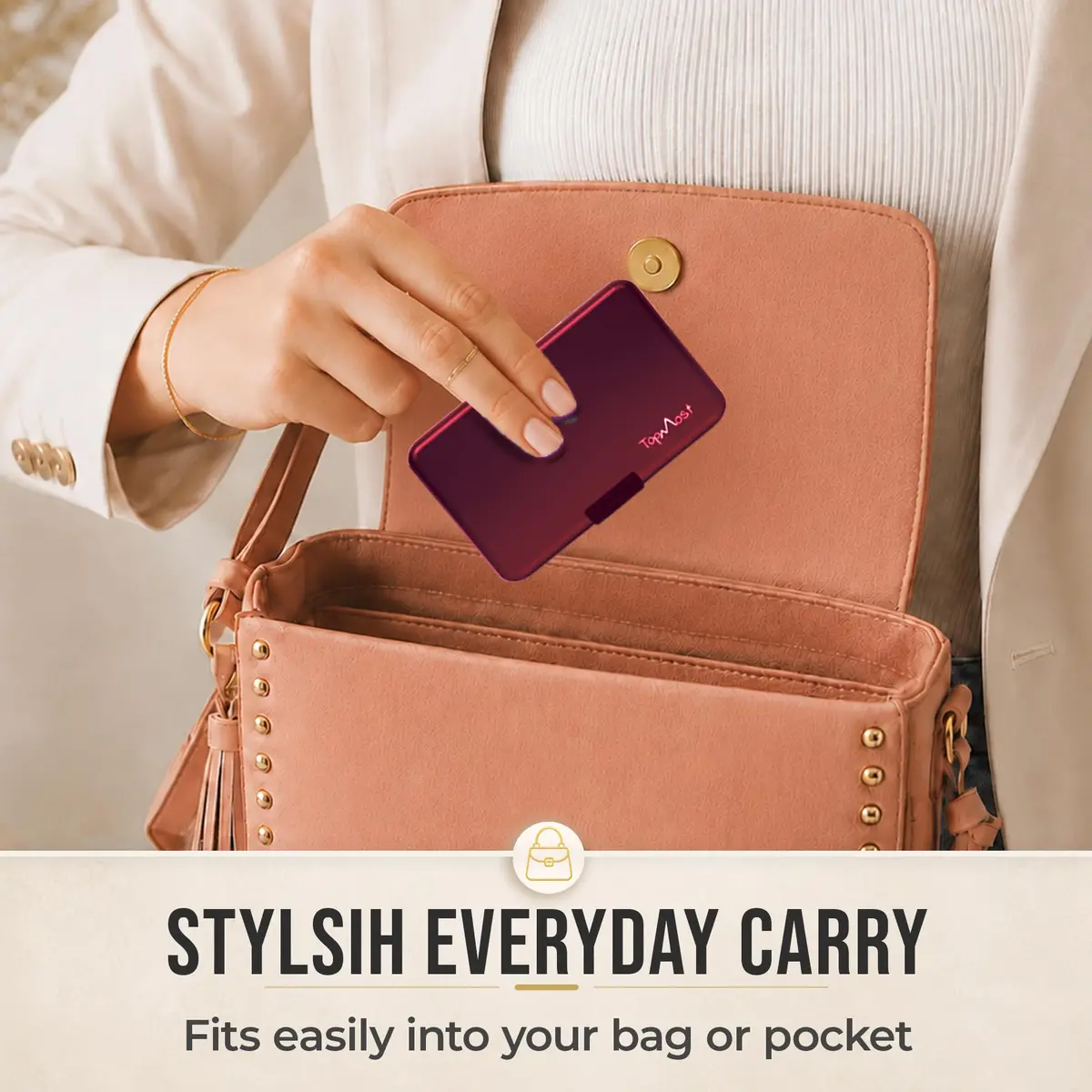TopMost Aluminum RFID Blocking Credit Card Holder | Slim Metal Wallet for Men & Women, Purple - view 3