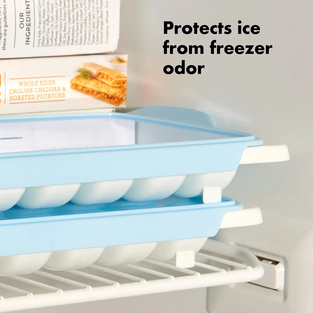 OXO Good Grips Flexible Ice Cube Tray with Lid - 2 Pack, Blue & White | Easy Release Rounded Cubes - view 4