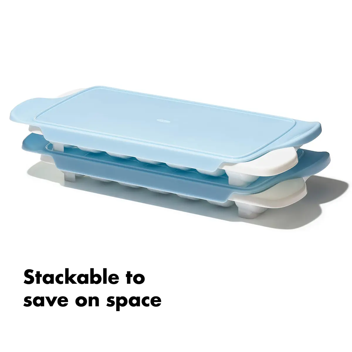 OXO Good Grips Flexible Ice Cube Tray with Lid - 2 Pack, Blue & White | Easy Release Rounded Cubes - view 6