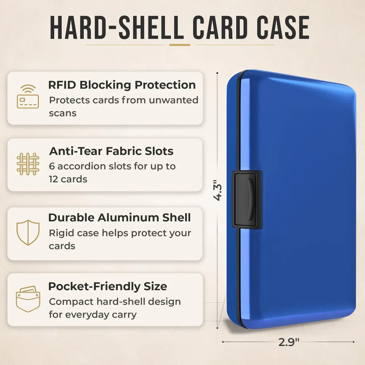 TopMost Aluminum Credit Card Holder, RFID Blocking Wallet for Women & Men | Compact, Stylish & Secure - view 2