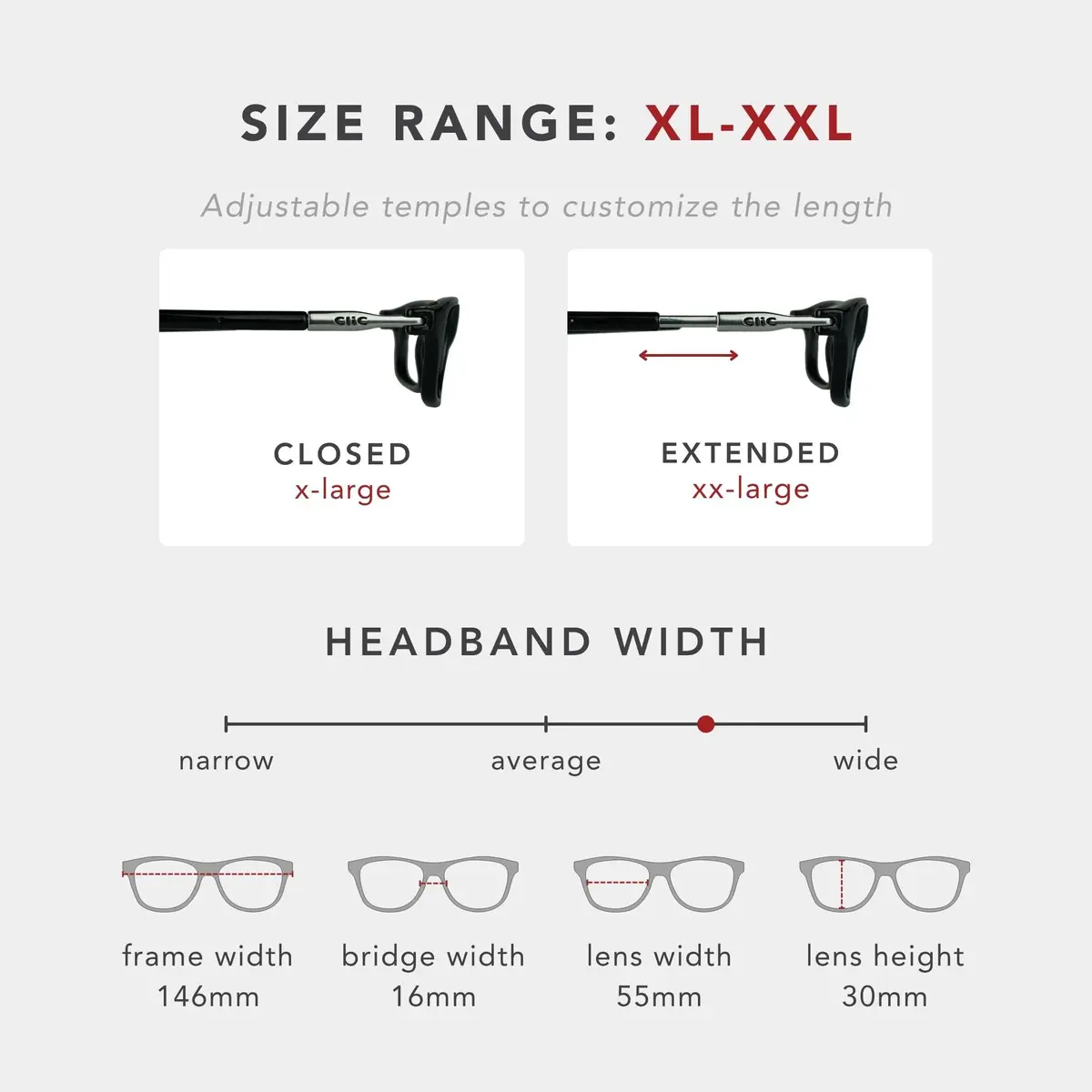 Clic Magnetic Reading Glasses - Executive XL (XL-XXL) - Rigid Headband | Neck Hanging, Durable, Adjustable Fit, Tortoise, +1.25 - view 7