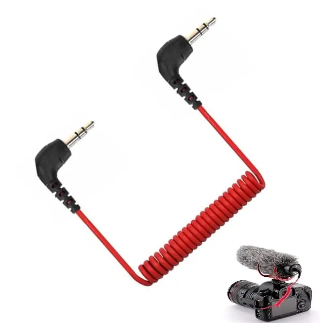 ienza Camera TRS Patch Cable for DSLR & Camcorders | Noise-Reducing 3.5mm TRS Male to Male, Black & Red - main product image