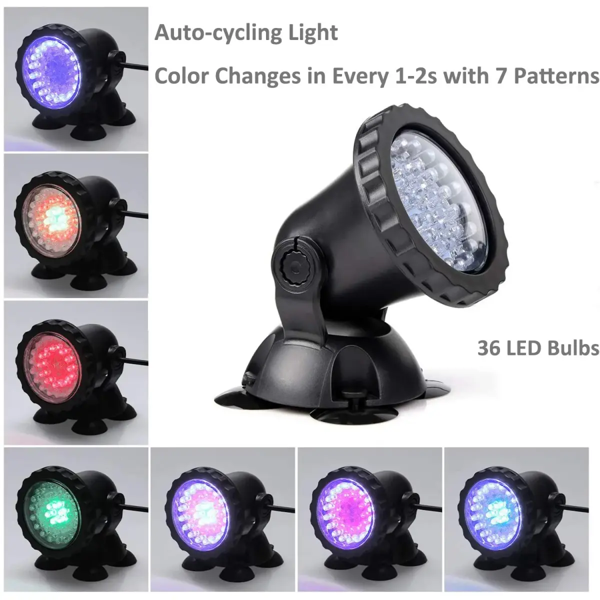ZHGSERVU Color Changing Submersible Spotlight 3.5W 36-LED | 7cm (2.75in) Diameter - view 3