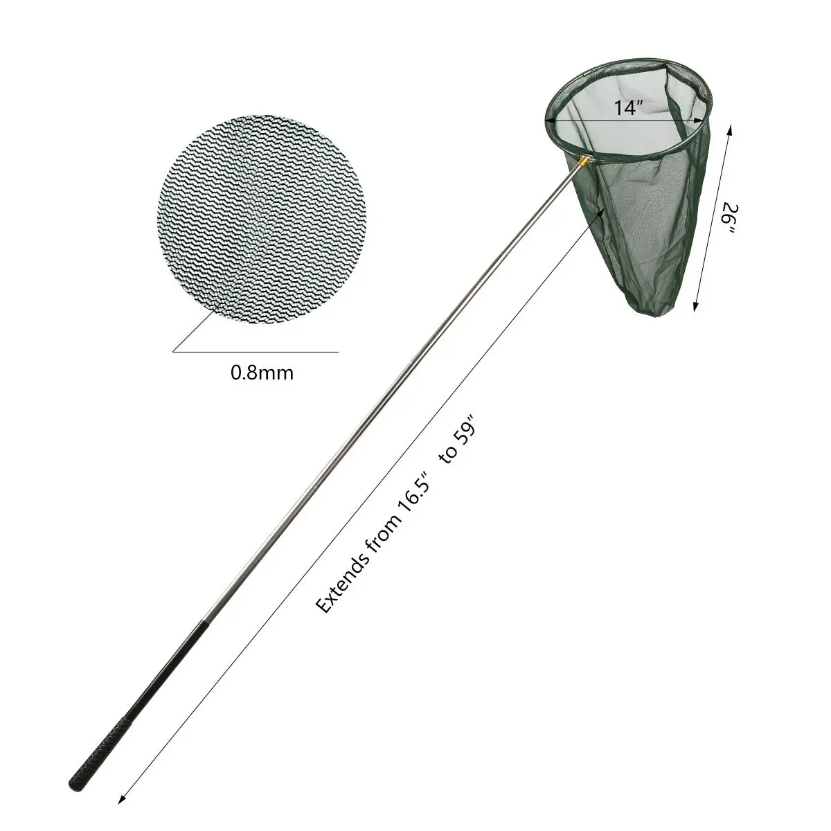 RESTCLOUD Professional Insect and Butterfly Net, 14" Ring, 59" Handle, Green | Extendable Bug Catching Tool - view 2