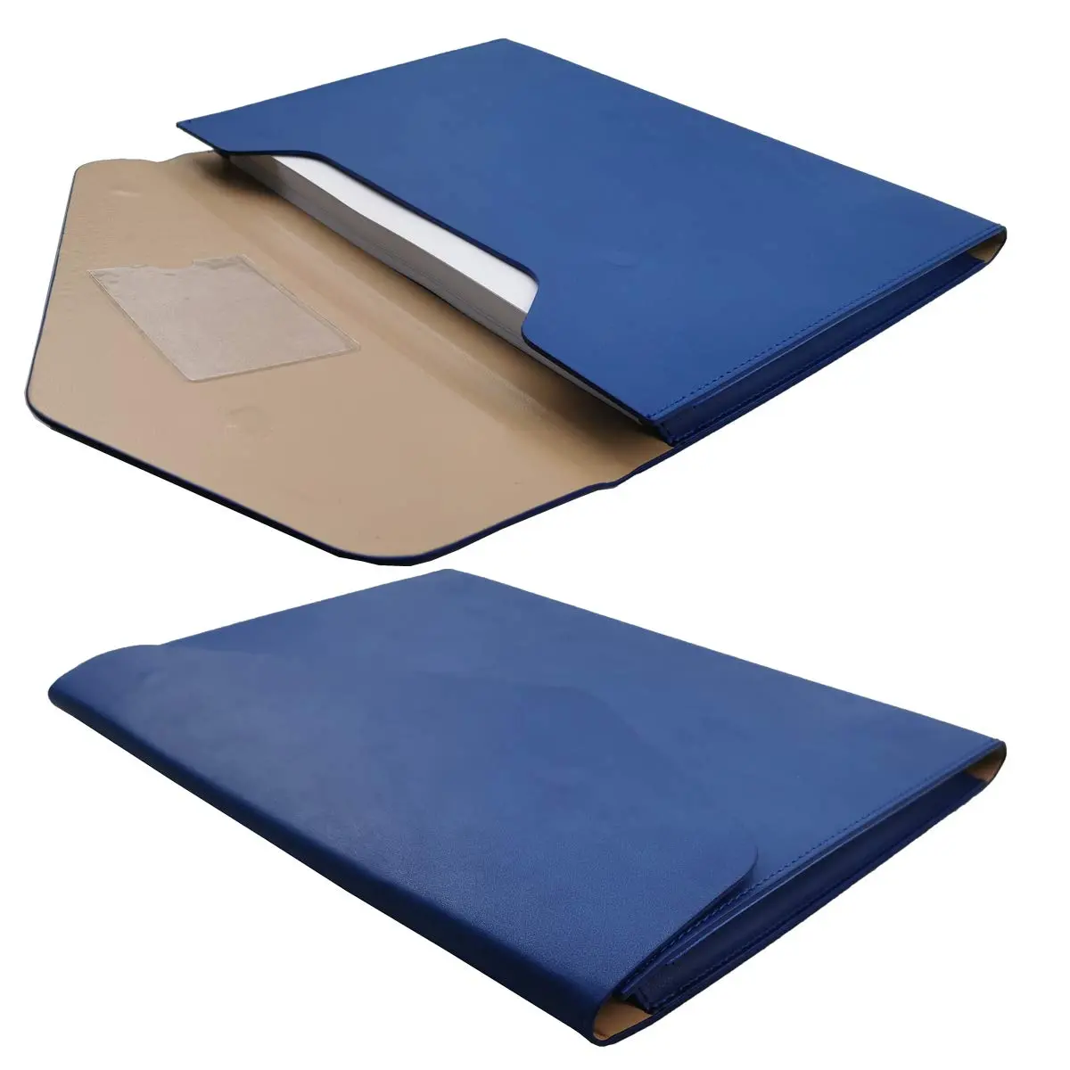 enyuwlcm PU Leather A4 File Folder Waterproof Document Holder Blue | Elegant & Large Capacity - view 3