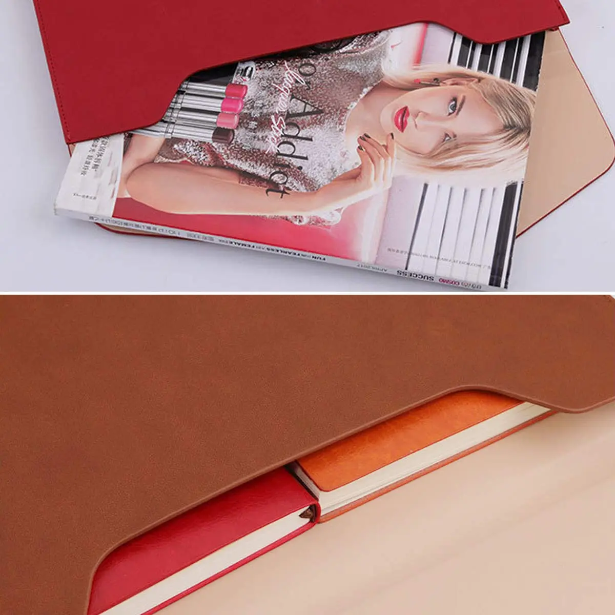 enyuwlcm PU Leather A4 File Folder Waterproof Document Holder Gray | Elegant & Large Capacity - view 8