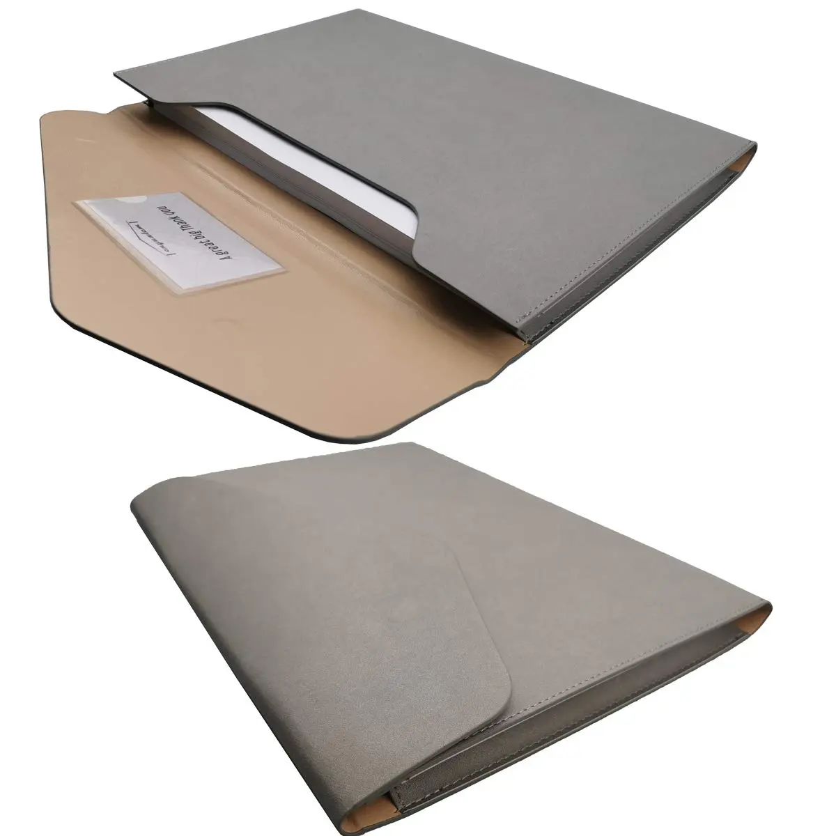 enyuwlcm PU Leather A4 File Folder Waterproof Document Holder Gray | Elegant & Large Capacity - view 3
