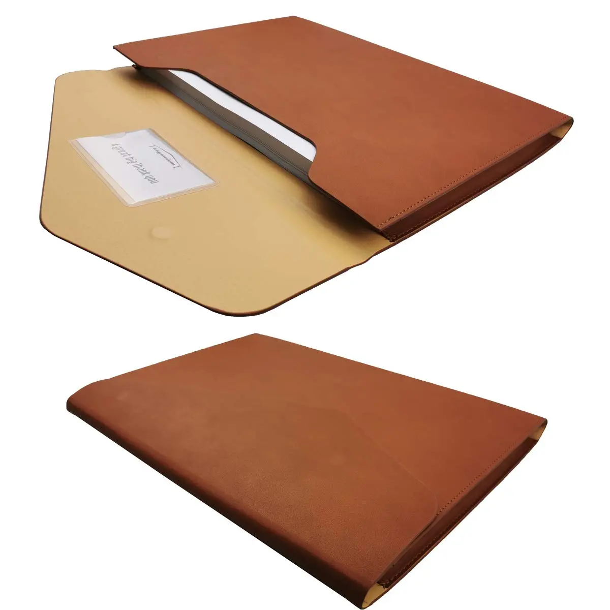 enyuwlcm PU Leather A4 File Folder Waterproof Document Holder with Magnetic Closure Brown | Elegant & Large Capacity - view 3