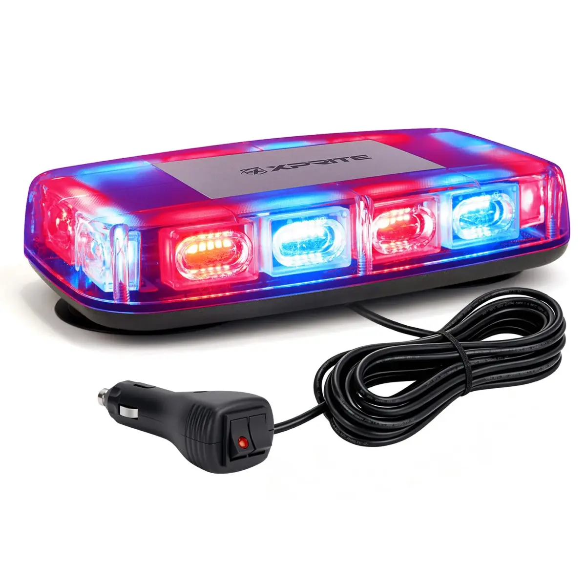 Xprite 12" 72-LED Rooftop Strobe Light Bar with Magnetic Base | 12V-24V Construction Vehicle Warning Beacon - main product image