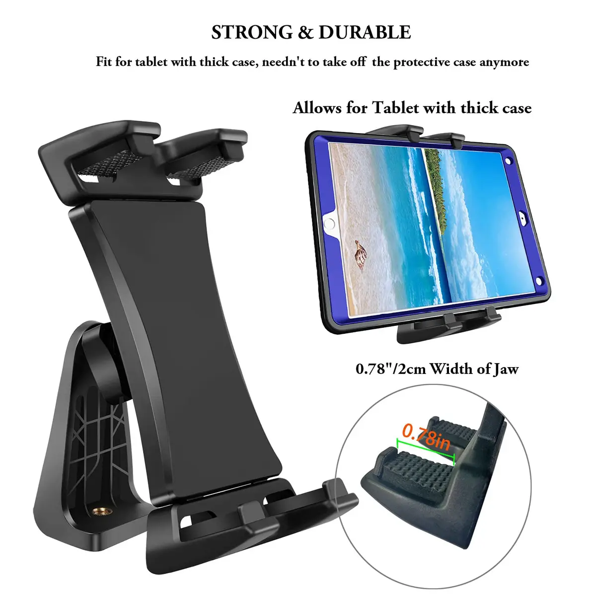 Peastrex iPad Tripod Mount Adapter 12.9in | 360° Rotatable Tablet Clamp Holder for iPad Pro & More - view 2