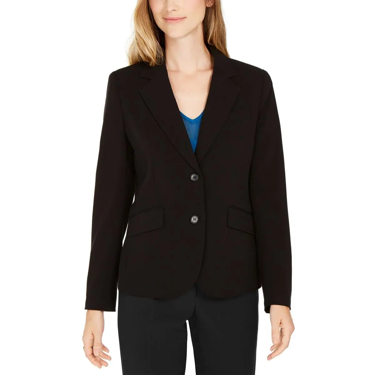 Anne Klein Women's Two Button Stretch Blazer Black | Timeless Fit & Versatility (70-120 chars) - main product image