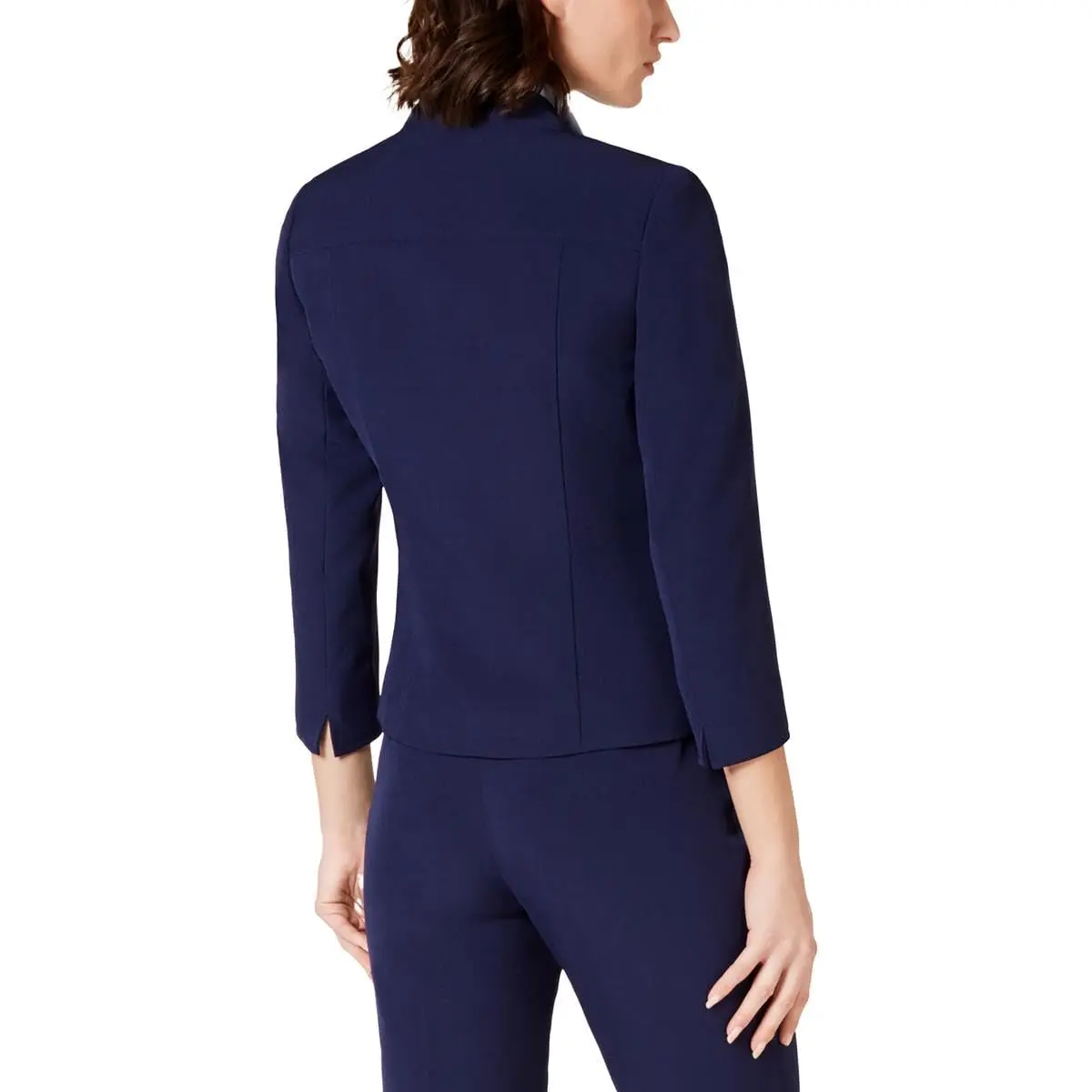 Anne Klein Madison Crepe Cropped Stand Collar Jacket Distant Mountain | Fall Style with Tailored Fit - view 2