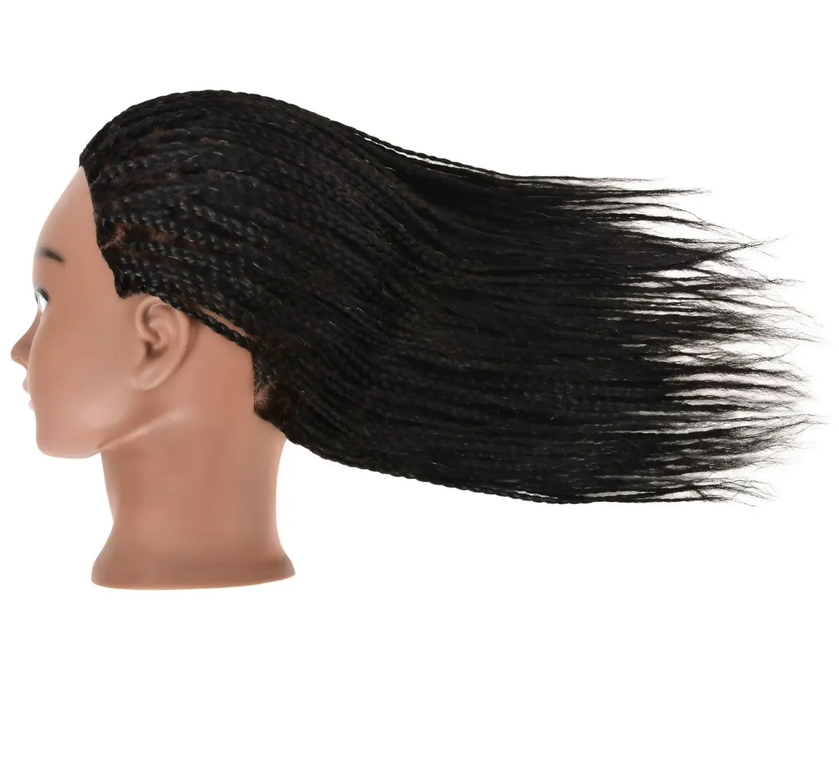 RYHAIR Mannequin Head with Human Hair for Hairdresser Training Braiding Styling Manikin Cosmetology Makeup Manican Doll Display Practice with Stand | 22 Inch Long Black Straight Hair - view 3
