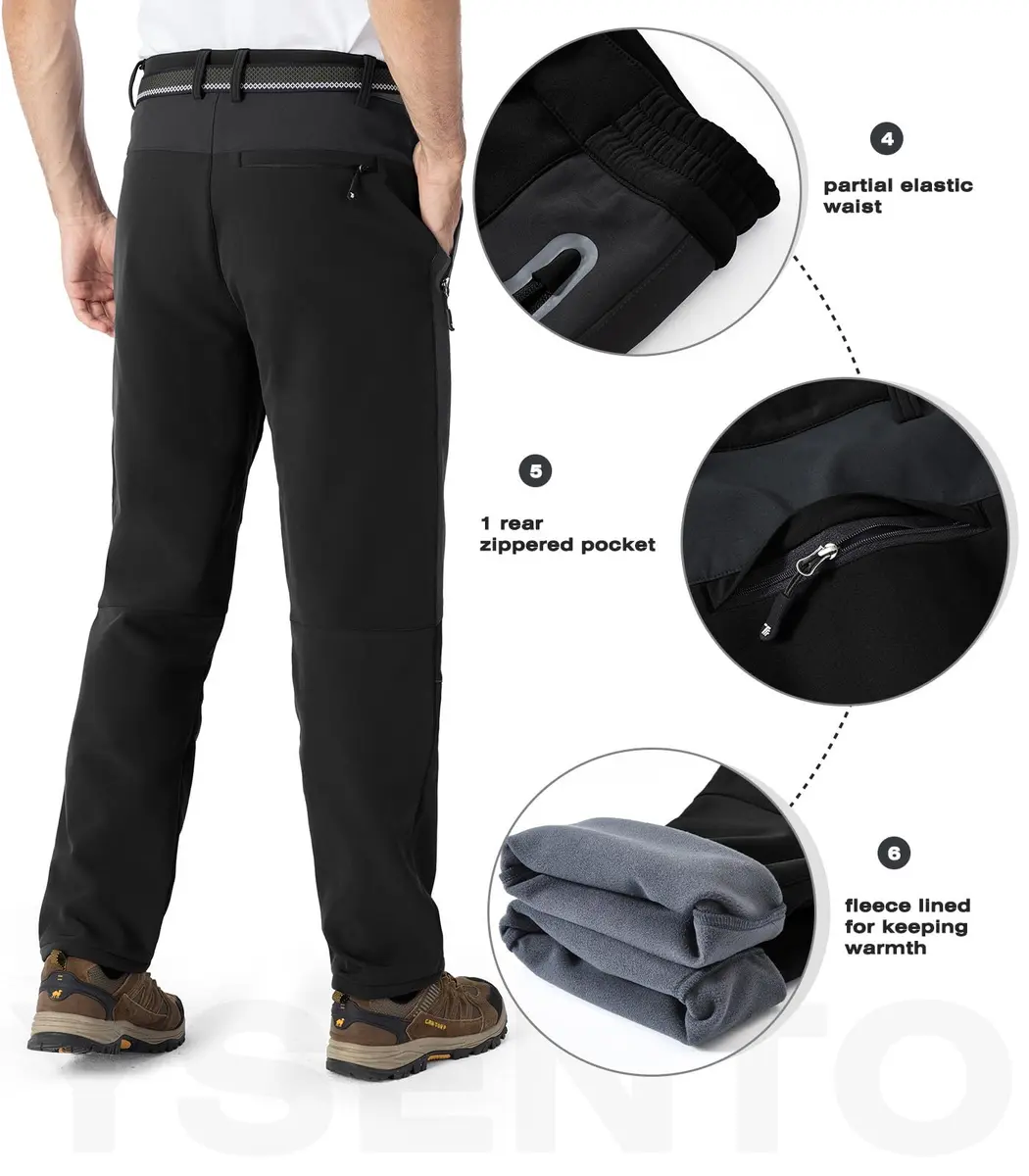 YSENTO Men's Snow Pants Fleece Lined Hiking Ski Winter Insulated Utility Work 40 | Water-Resistant & Warm - view 5