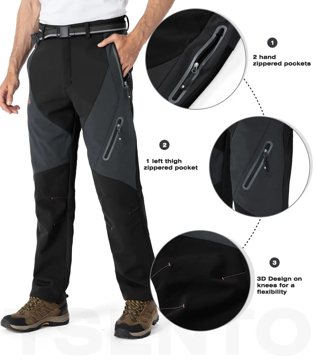 YSENTO Men's Snow Pants Fleece Lined Hiking Ski Winter Insulated Utility Work 40 | Water-Resistant & Warm - view 4