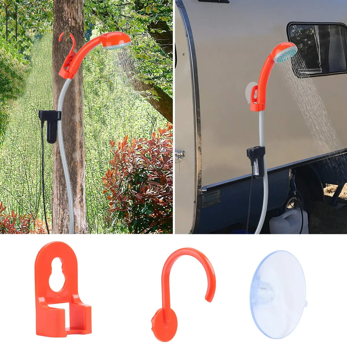URPRO Portable Camping Shower, Outdoor Shower Head, Pump, USB Rechargeable, Water from Bucket, Hiking & Pet Cleaning | 45-60min Use - view 5