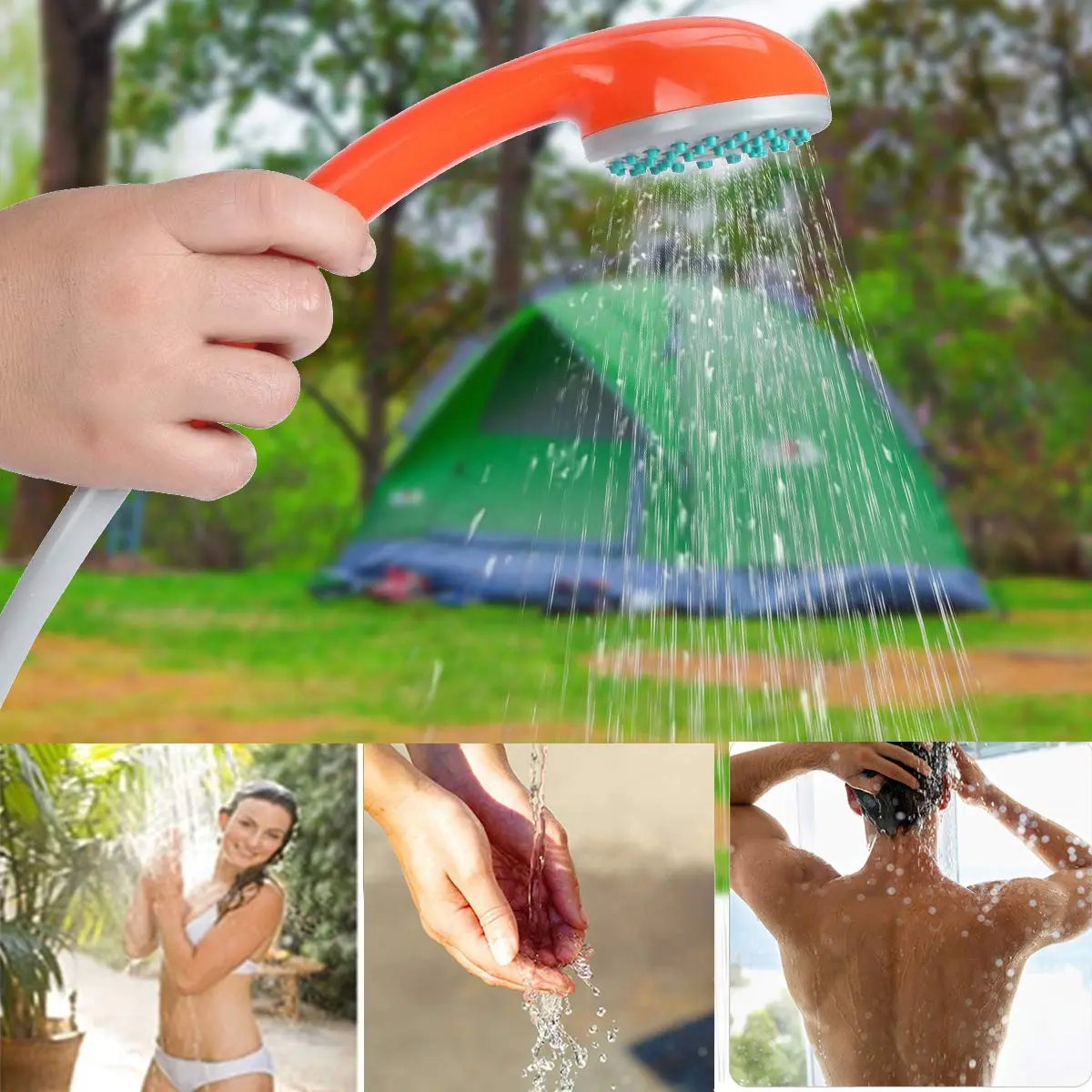 URPRO Portable Camping Shower, Outdoor Shower Head, Pump, USB Rechargeable, Water from Bucket, Hiking & Pet Cleaning | 45-60min Use - view 6