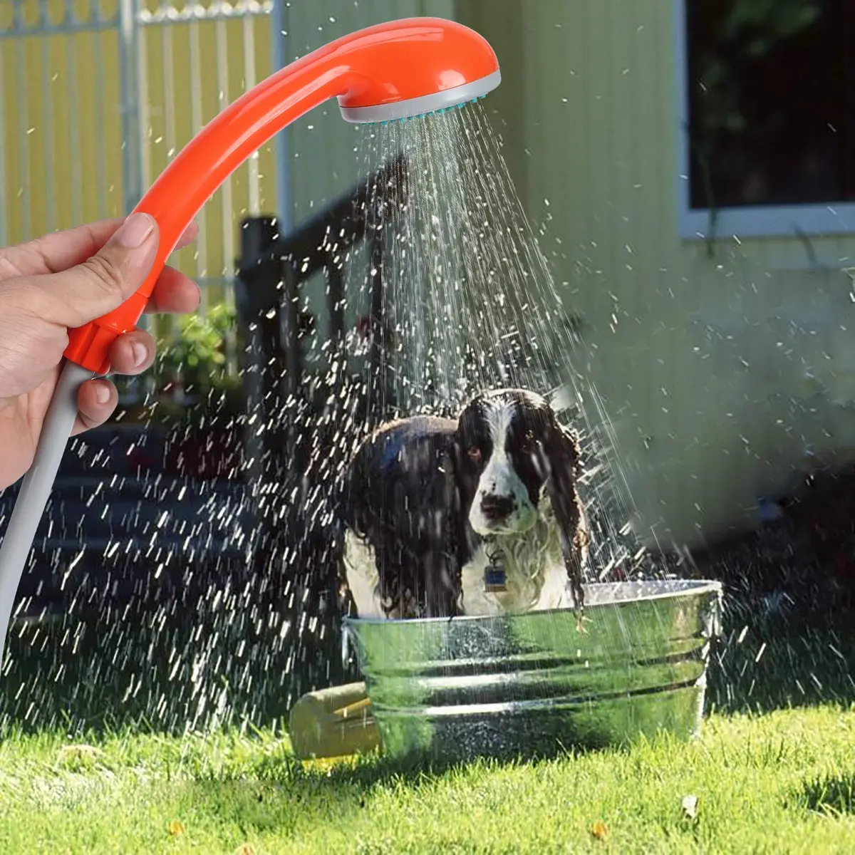 URPRO Portable Camping Shower, Outdoor Shower Head, Pump, USB Rechargeable, Water from Bucket, Hiking & Pet Cleaning | 45-60min Use - view 7