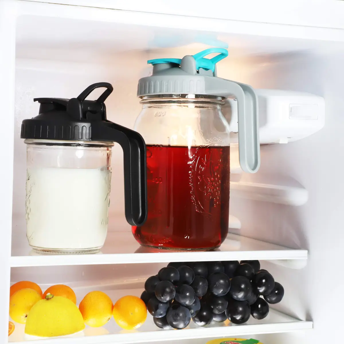 GMSWEET Mason Jar Pitcher 32 Oz Wide Mouth with Handle & Pour Spout | Leakproof Glass Jug for Cold Brew & Lemonade - view 3