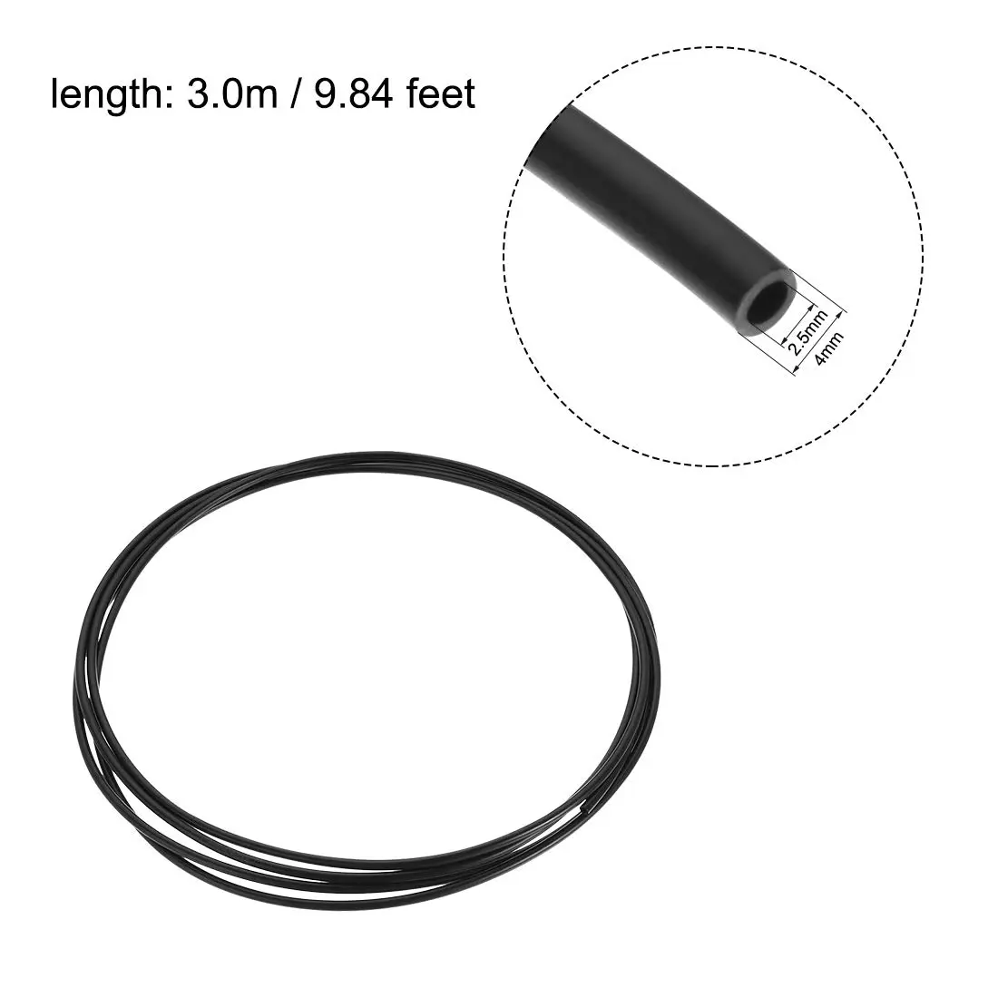 uxcell Nylon Line Hose Tube 2.5mm ID x 4mm OD 3 Meter Black | Pneumatic Air Brake Tubing for Fluid Transfer - view 2